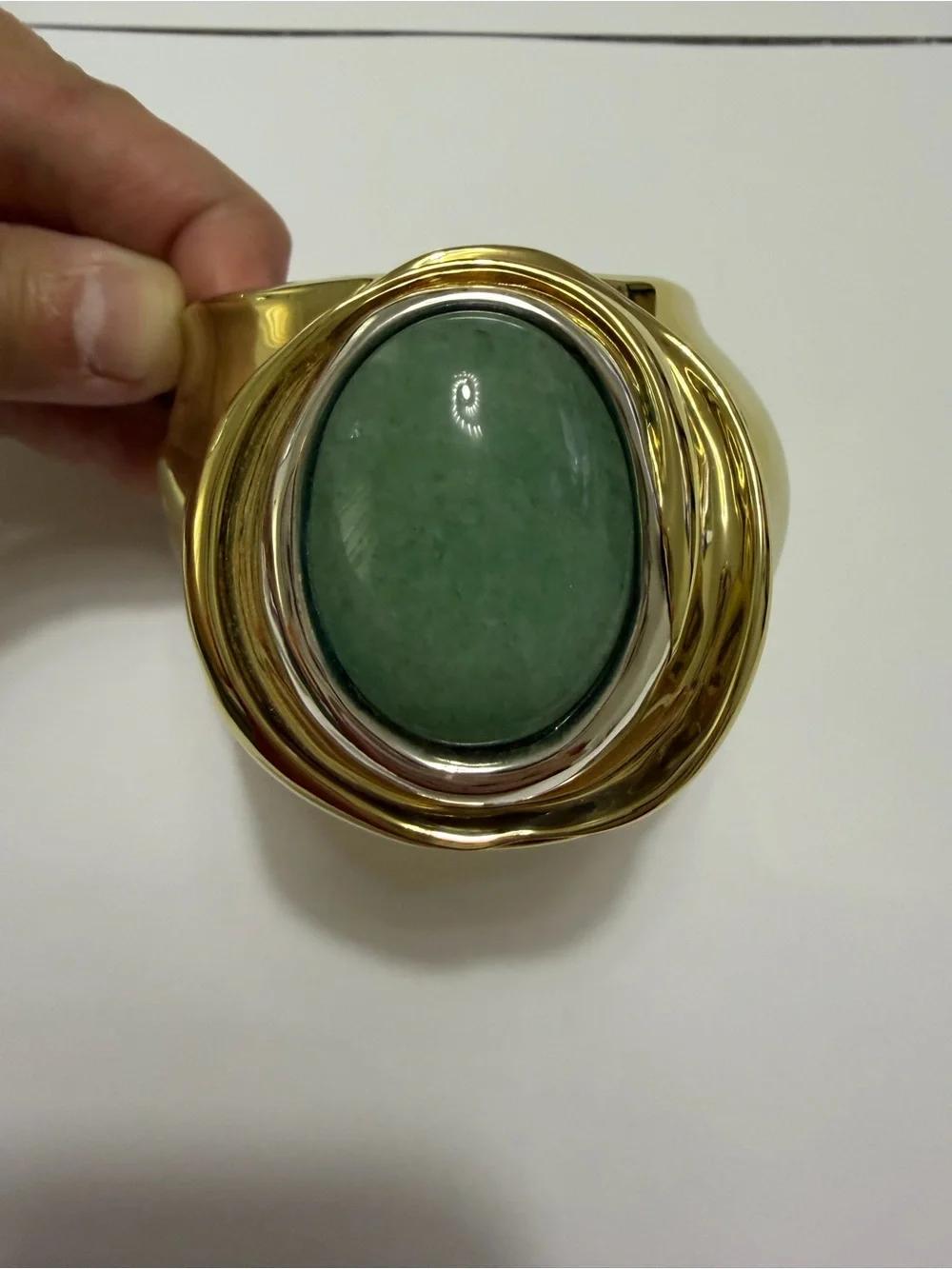 RLM Studio Sterling Silver And Brass Large Cuff Bracelet With An Oval Stone